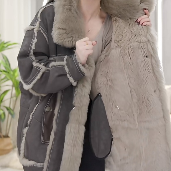 Rabbit Fur coat, coney coat,double sided,grey - Picture 2 of 5